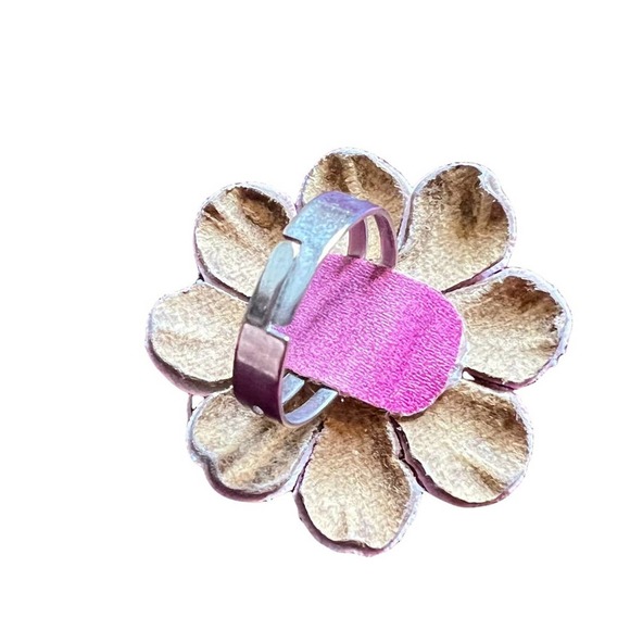 Rose Mauve Fabric Flower Costume Fashion Adjustable Ring, small - Picture 7 of 9